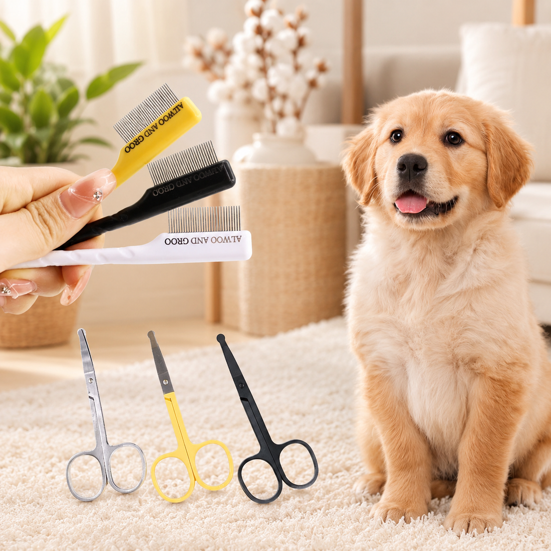 Pet Facial Cleaning Scissors & Comb Set