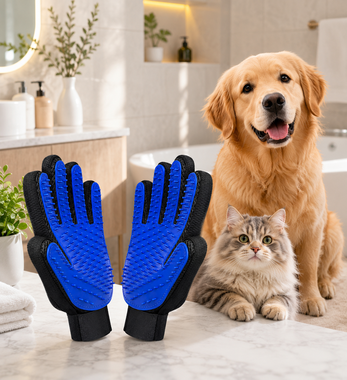 Pets Grooming Bath Cleaning Gloves