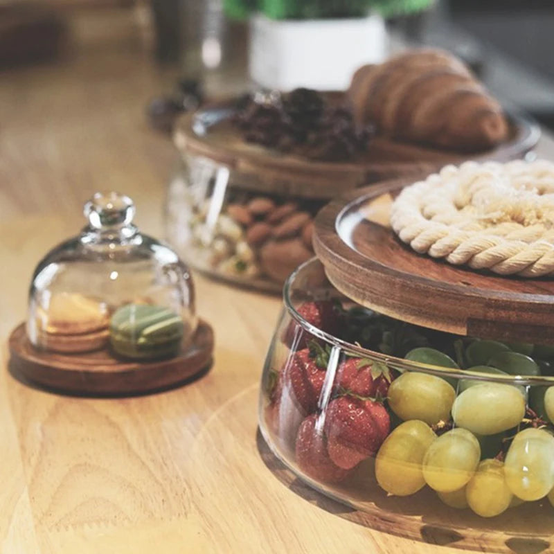 Glass Storage Containers with Wooden Lids