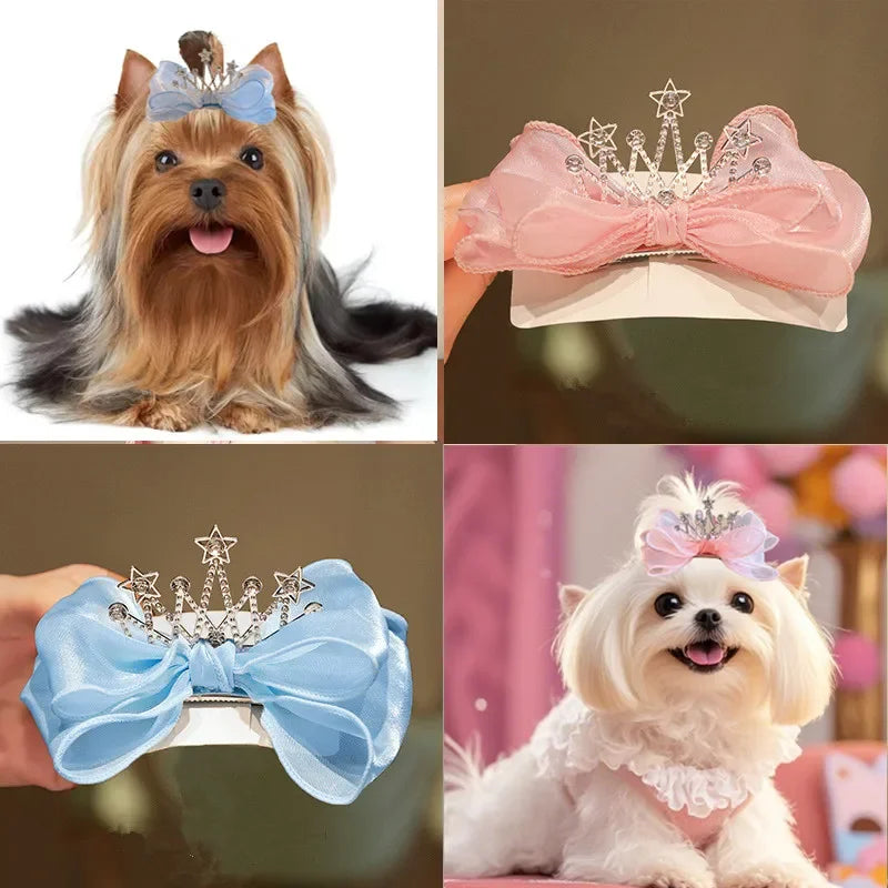Pets Hair Clip Crown Bow
