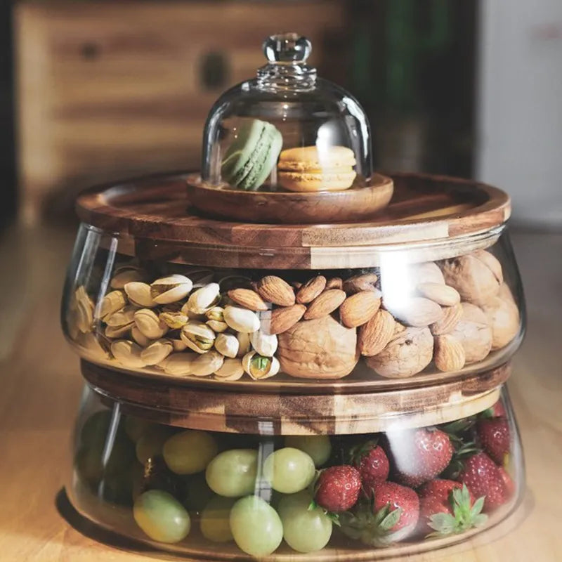 Glass Storage Containers with Wooden Lids